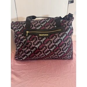Juicy Couture Duffle Bag Goth Logo Pink Black Purple Weekender Overnight Bag
